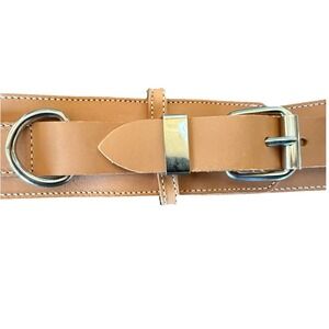 VTG Eddie Bauer Saddle Leather Wide Cinch Belt M Tan Waist Corset Boho USA